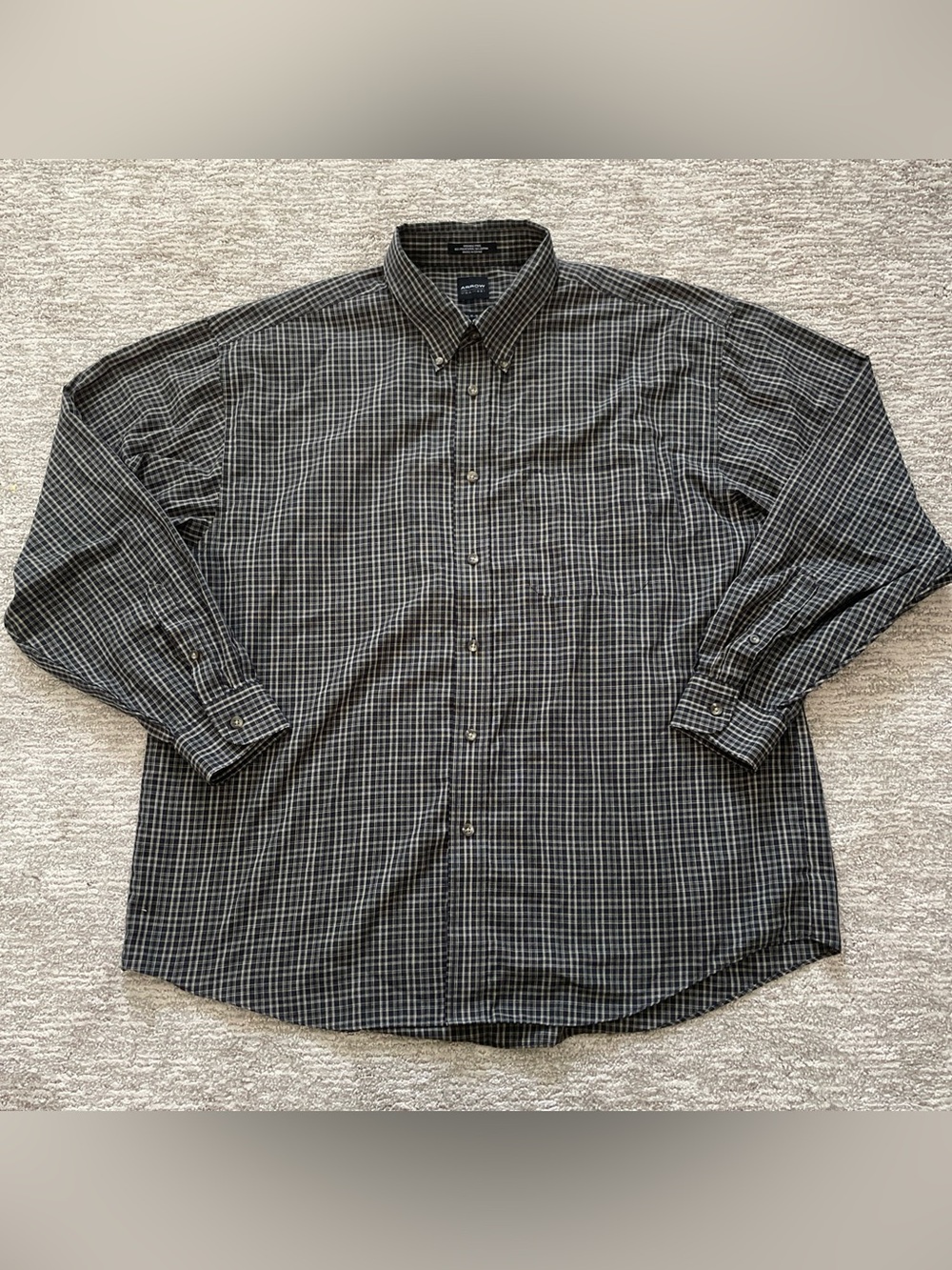 Arrow Mens XL 17 17 1/2 Plaid Button-Down Shirt Long Sleeve Lightweight Business